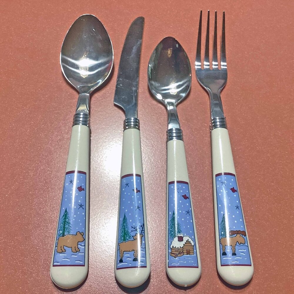 Stainless Flatware 48pc Service for 12 Decorative Handles